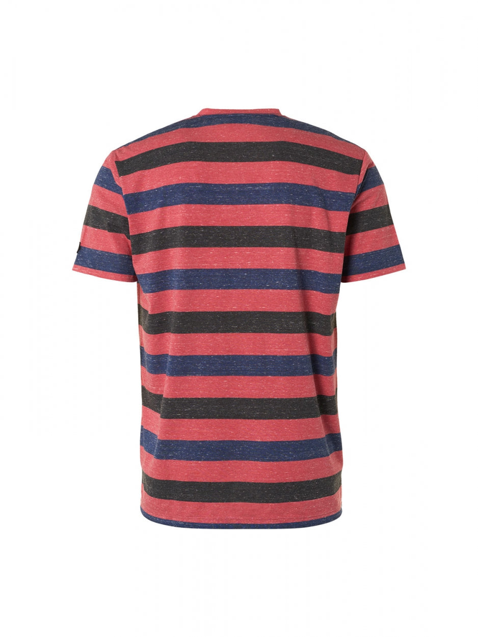 T-Shirt V-Neck Melange Stripes | Old Pink