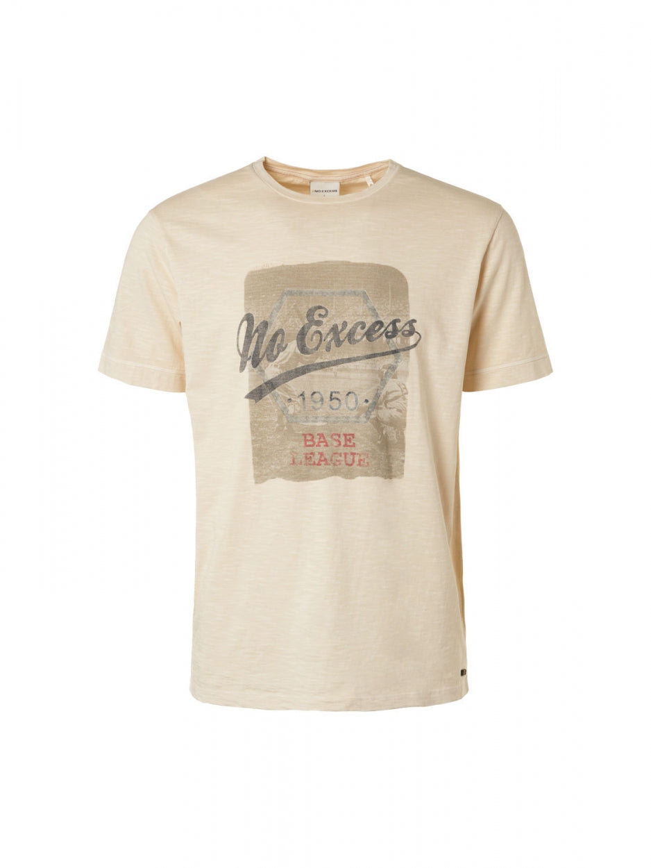 T-Shirt Crewneck Garment Dyed Print | Cream