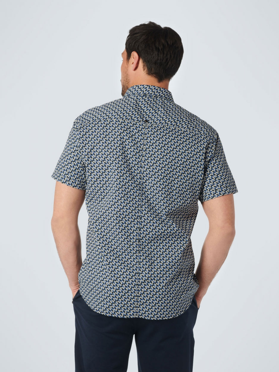 Shirt Short Sleeve Allover Printed Stretch | Washed Blue