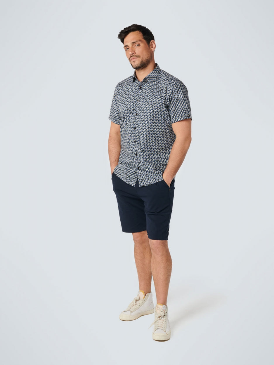 Shirt Short Sleeve Allover Printed Stretch | Washed Blue