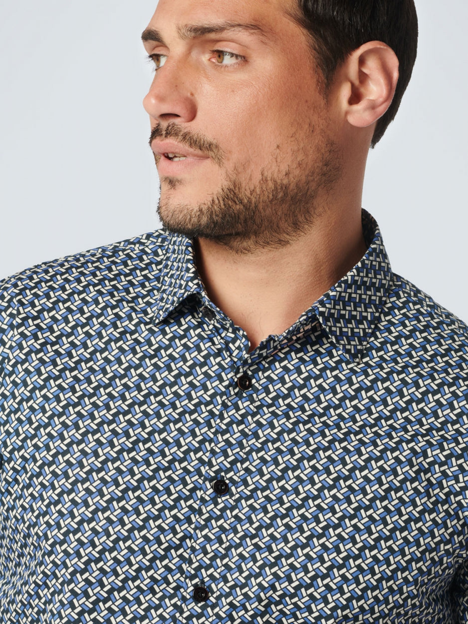 Shirt Short Sleeve Allover Printed Stretch | Washed Blue