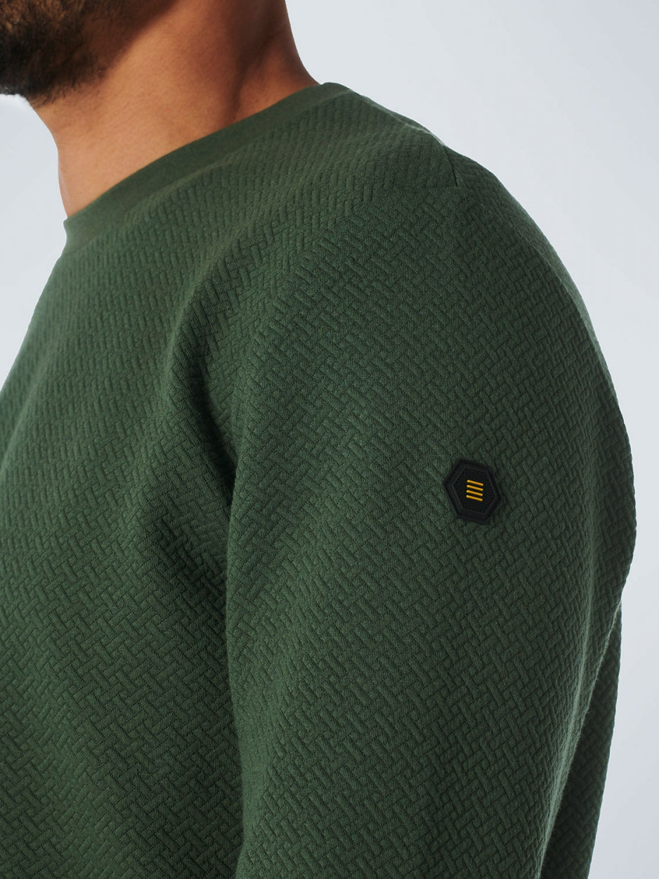 Sweater Crewneck Double Layer Jacquard Stretch | Dark Green