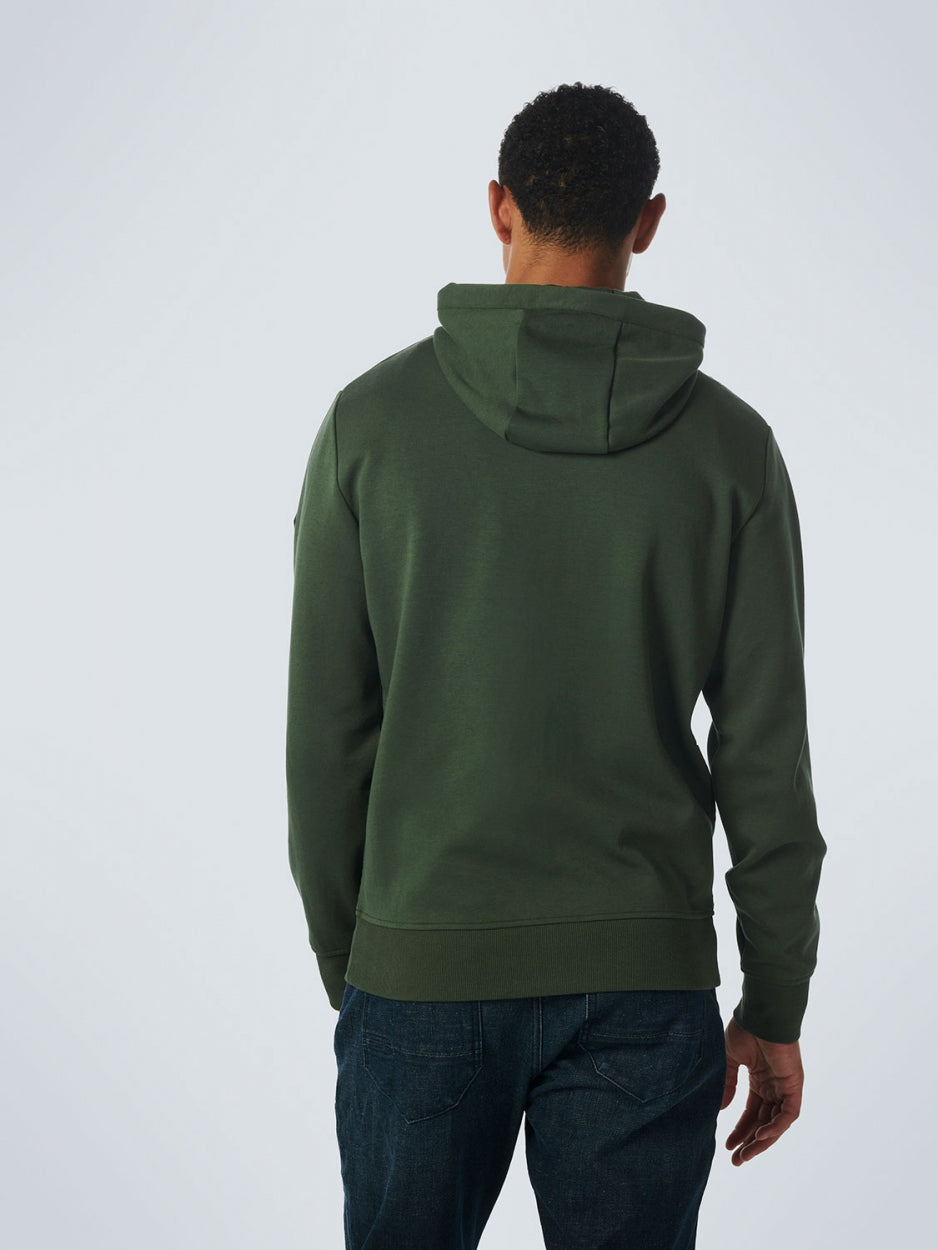 Sweater Hooded Full Zipper Double Layer Jacquard Stretch | Dark Green