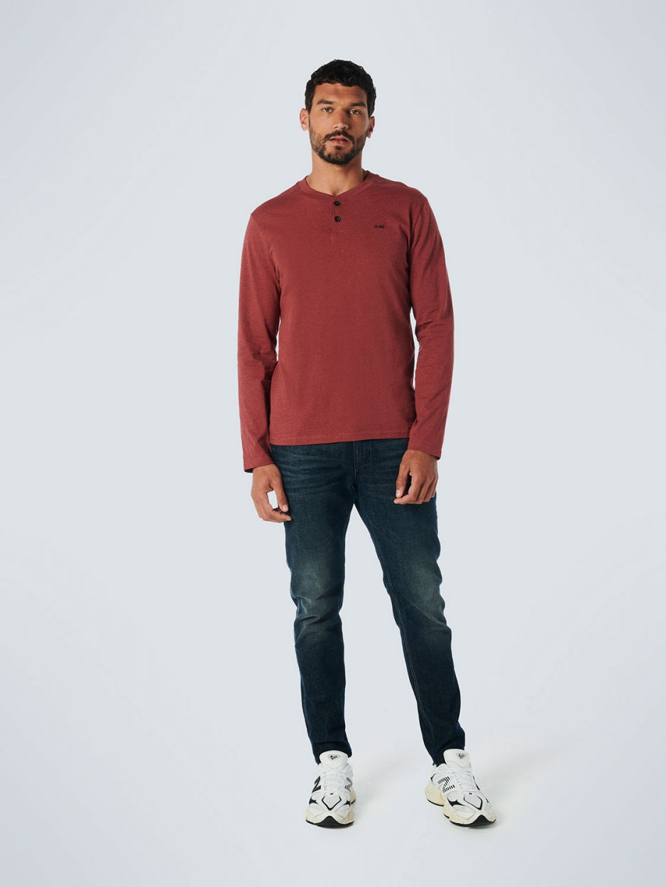 T-Shirt Long Sleeve Granddad Melange | Dark Red