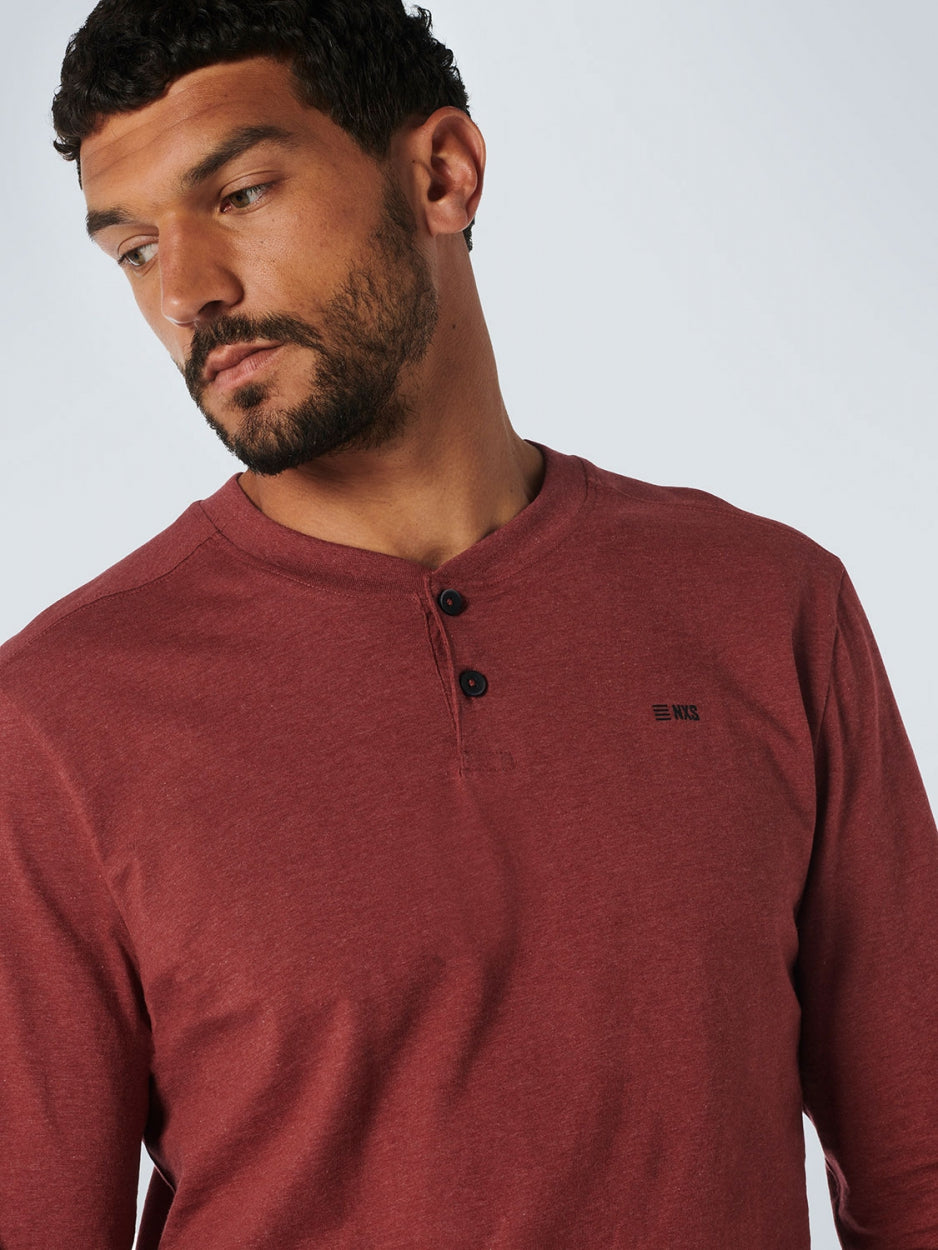 T-Shirt Long Sleeve Granddad Melange | Dark Red
