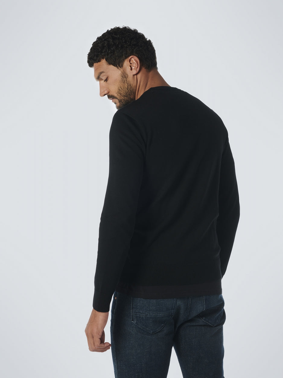 Pullover Crewneck 2 Coloured Melange | Black
