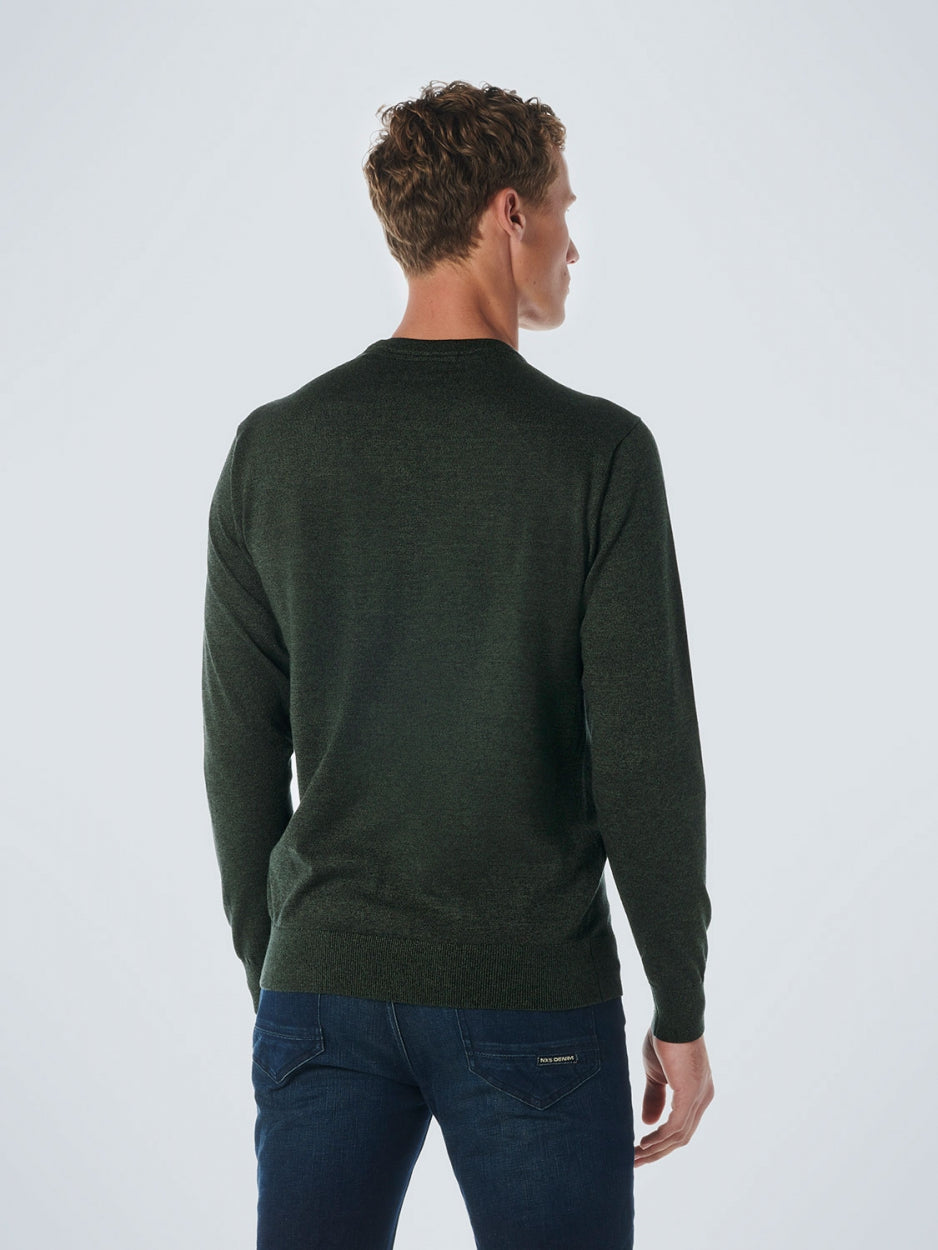 Pullover Crewneck 2 Coloured Melange | Dark Green
