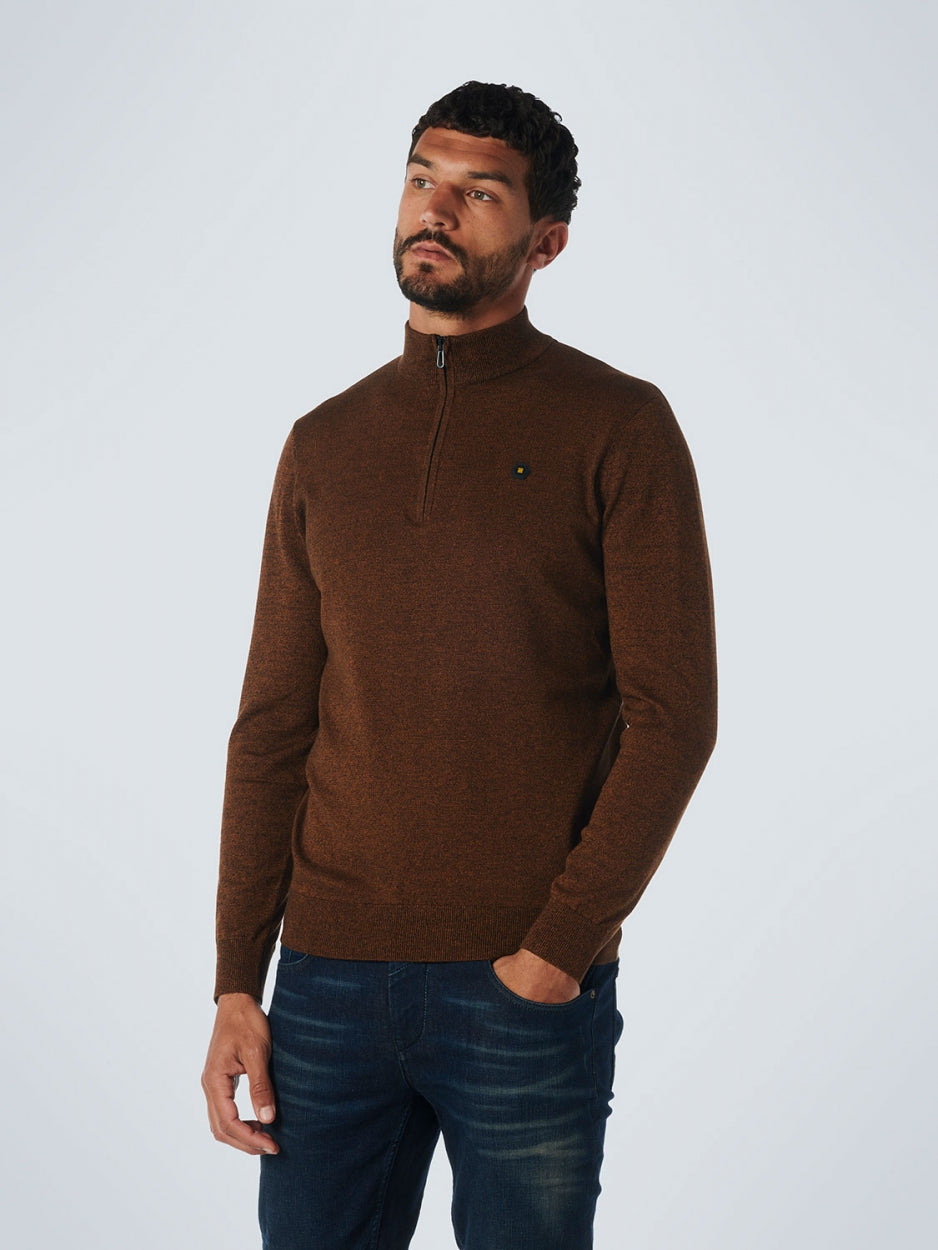 Pullover Half Zip 2 Coloured Melange | Caramel