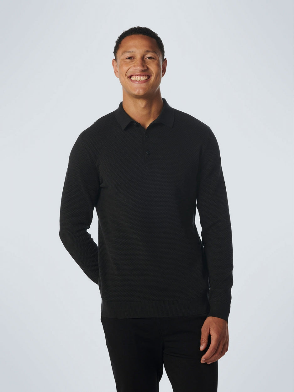 Pullover Polo Solid Jacquard | Black