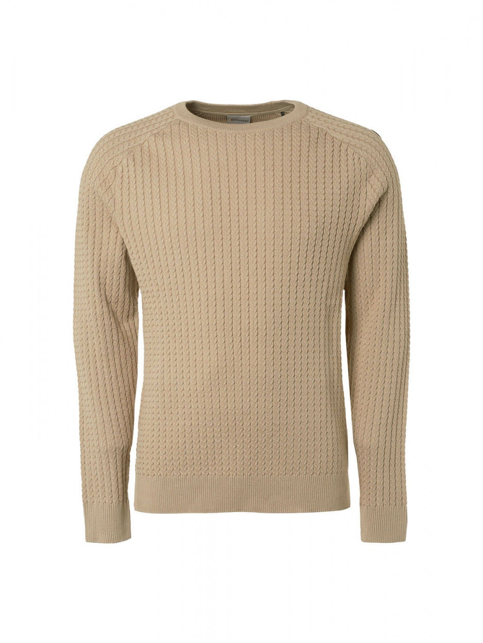 Pullover Crewneck Solid Jacquard Rib | Stone