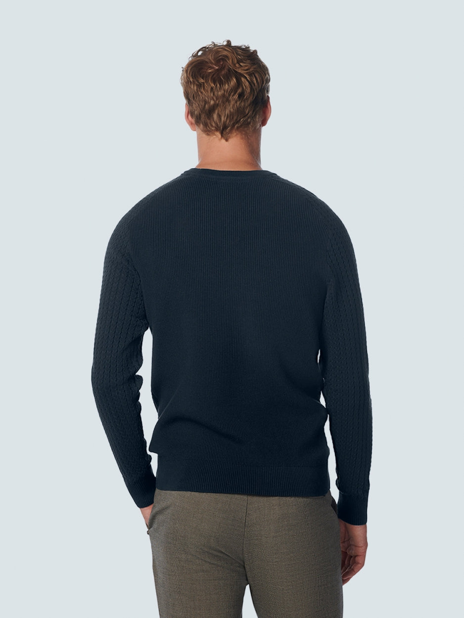 Pullover Crewneck Solid Jacquard Rib | Night