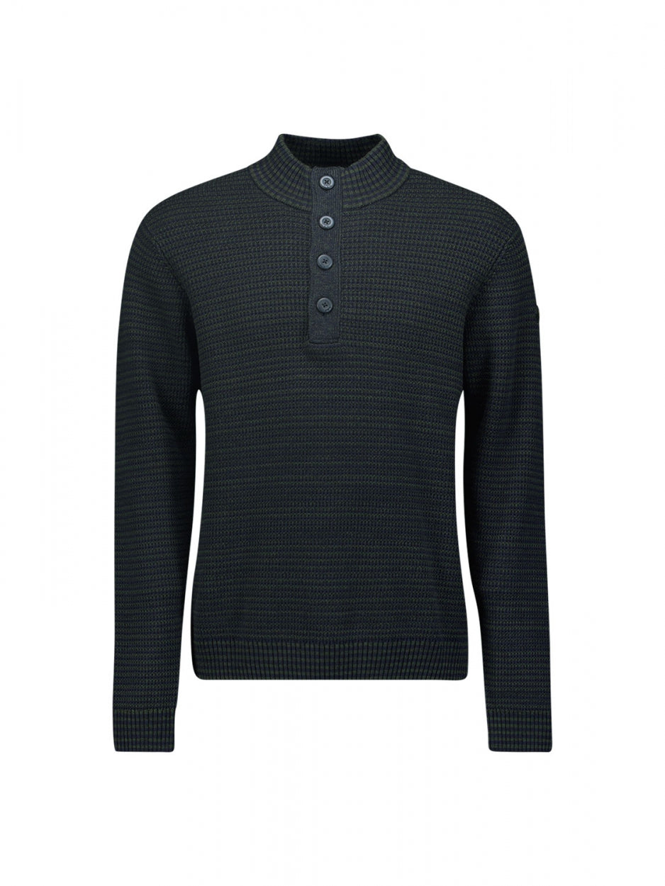 Pullover Half Zipper + Button Multi Coloured Jacquard | Night