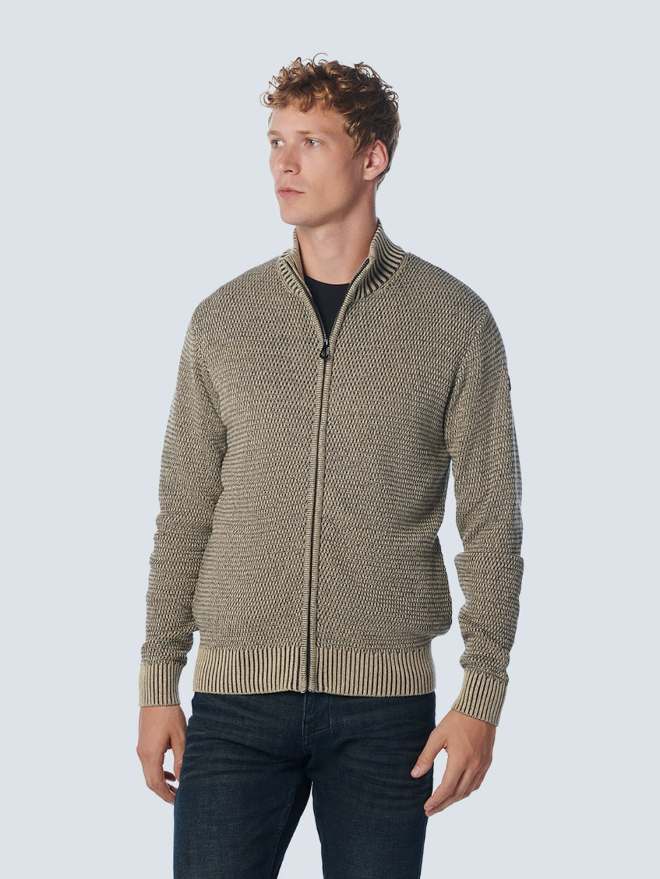 Pullover Full Zipper 2 Coloured Melange | Stone