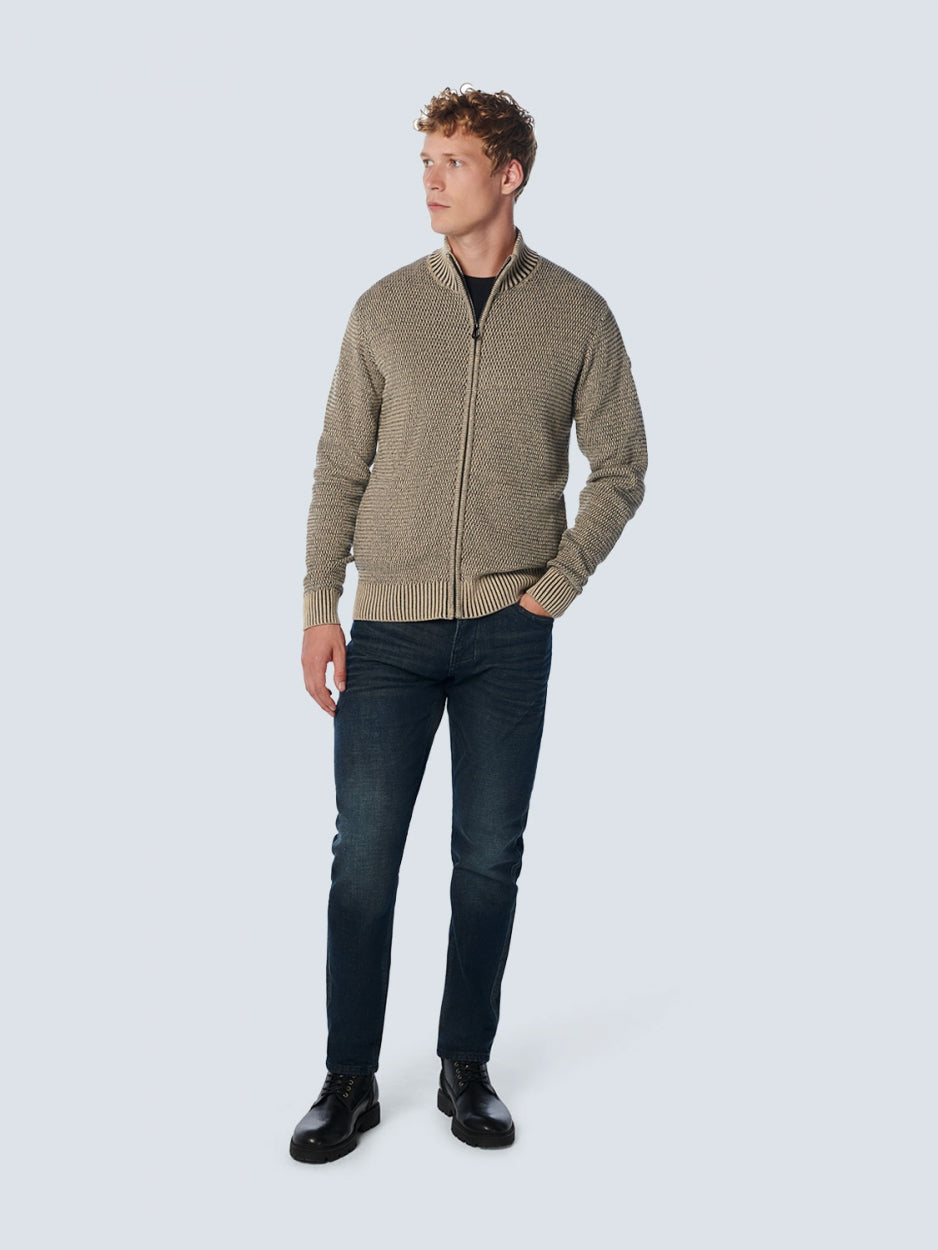 Pullover Full Zipper 2 Coloured Melange | Stone