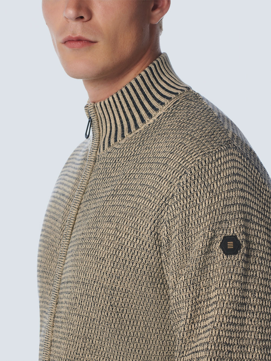 Pullover Full Zipper 2 Coloured Melange | Stone