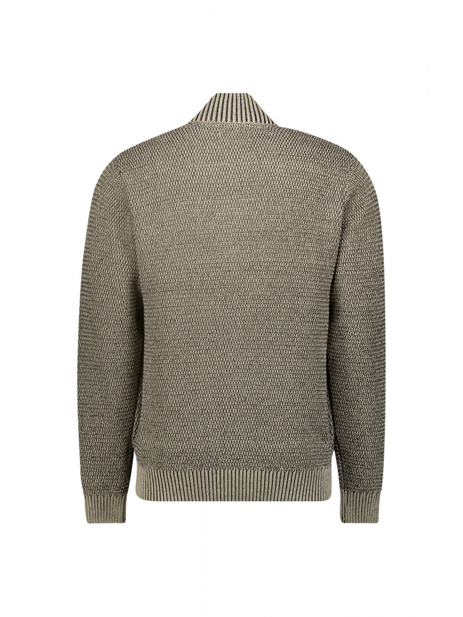Pullover Full Zipper 2 Coloured Melange | Stone
