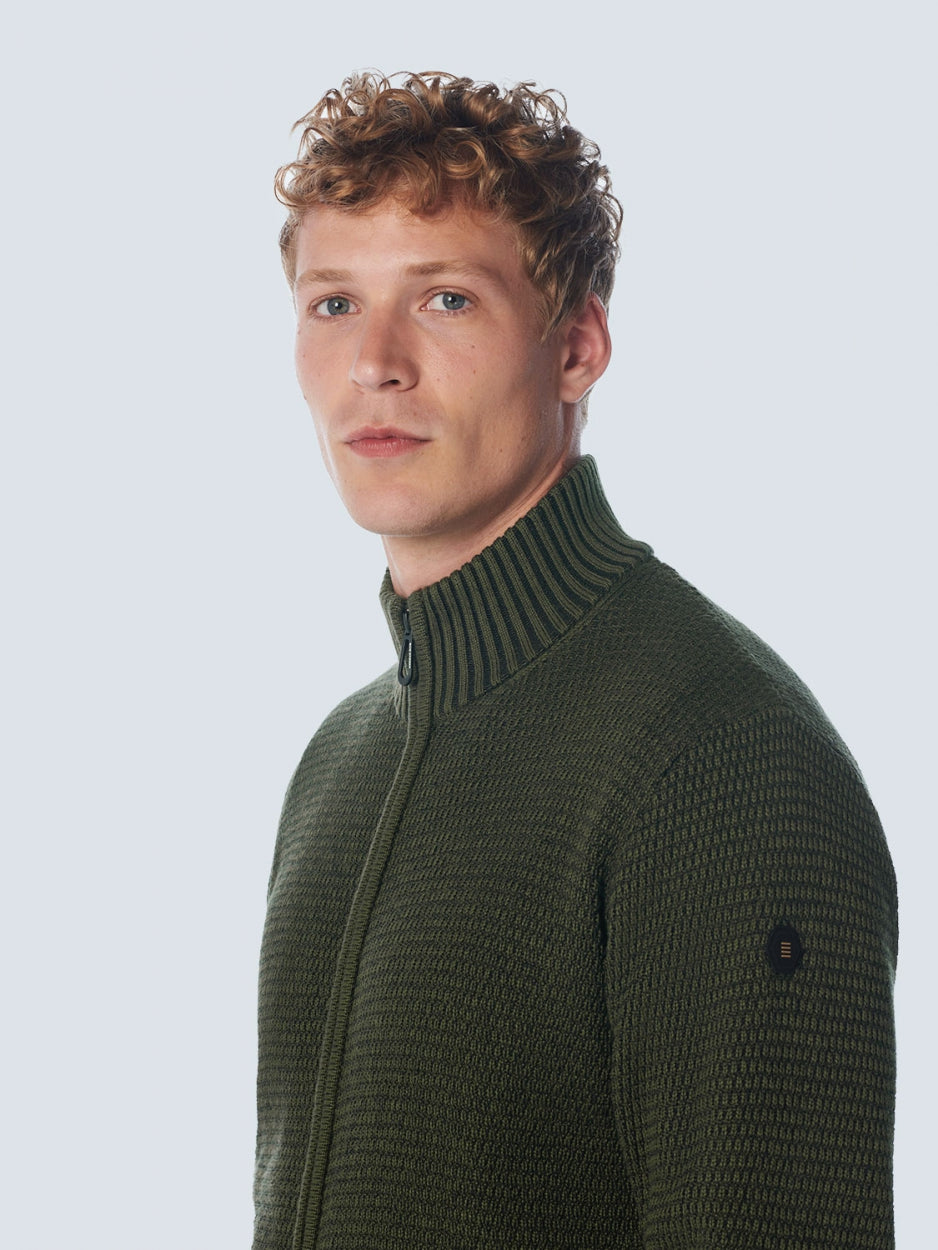 Pullover Full Zipper 2 Coloured Melange | Dark Green