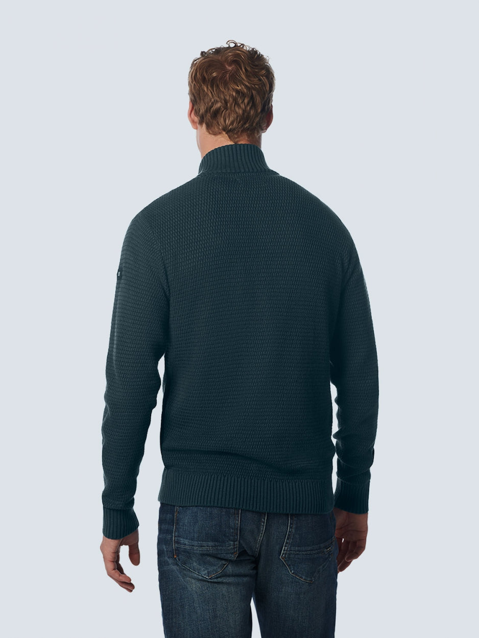 Pullover Full Zipper 2 Coloured Melange | Ocean