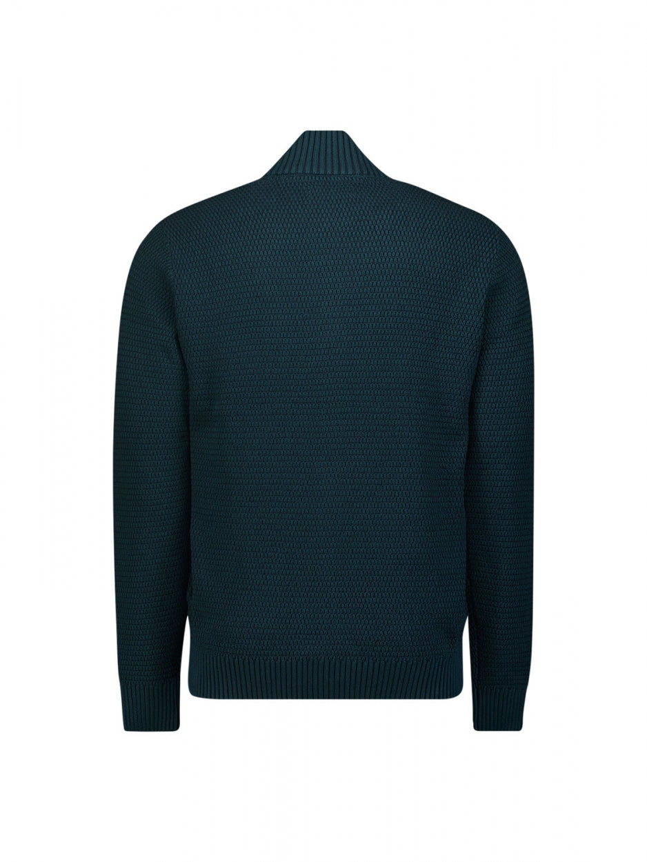 Pullover Full Zipper 2 Coloured Melange | Ocean