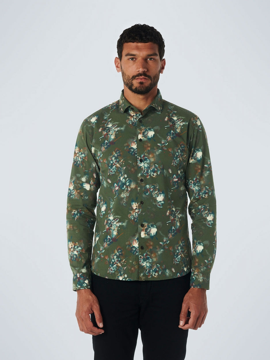 Shirt Stretch Allover Printed | Dark Green