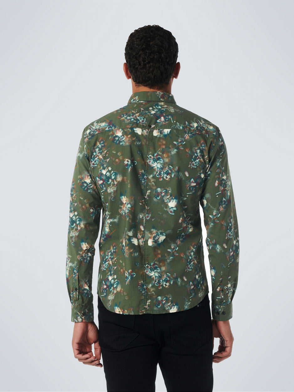 Shirt Stretch Allover Printed | Dark Green