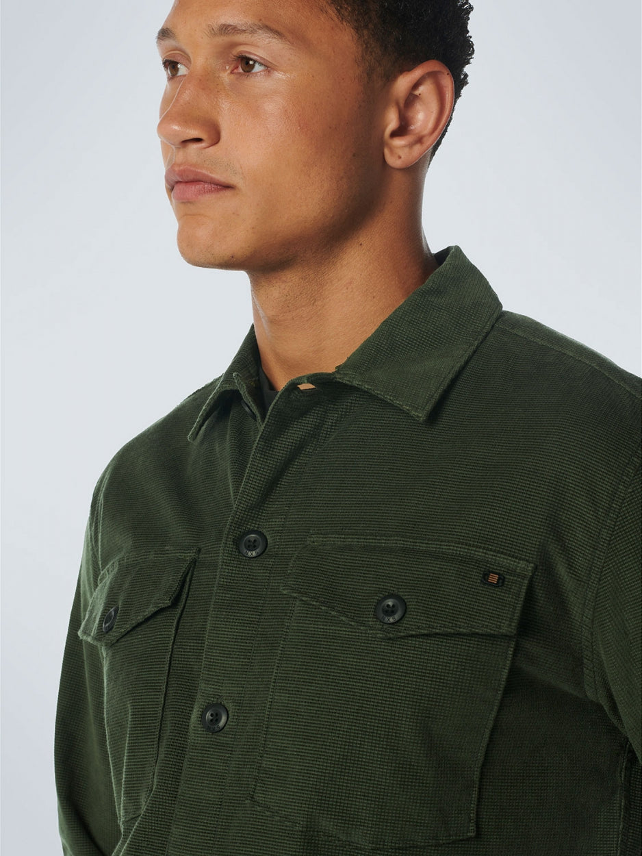 Overshirt Button Closure Structure Corduroy Stretch | Dark Green