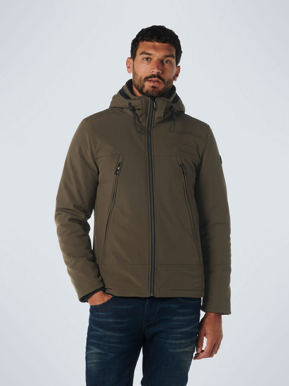 Jacket Short Fit Hooded Softshell Stretch | Desert