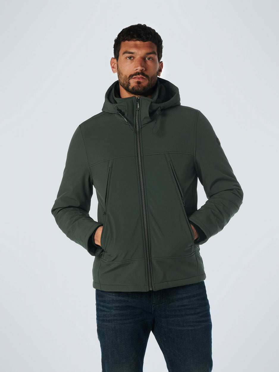 Jacket Short Fit Hooded Softshell Stretch | Dark Green