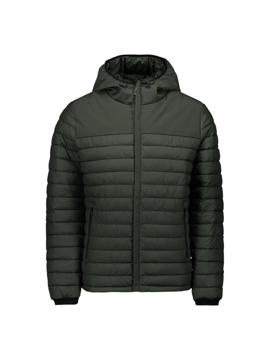 Jacket Hooded Short Fit Padded Mix | Dark Green