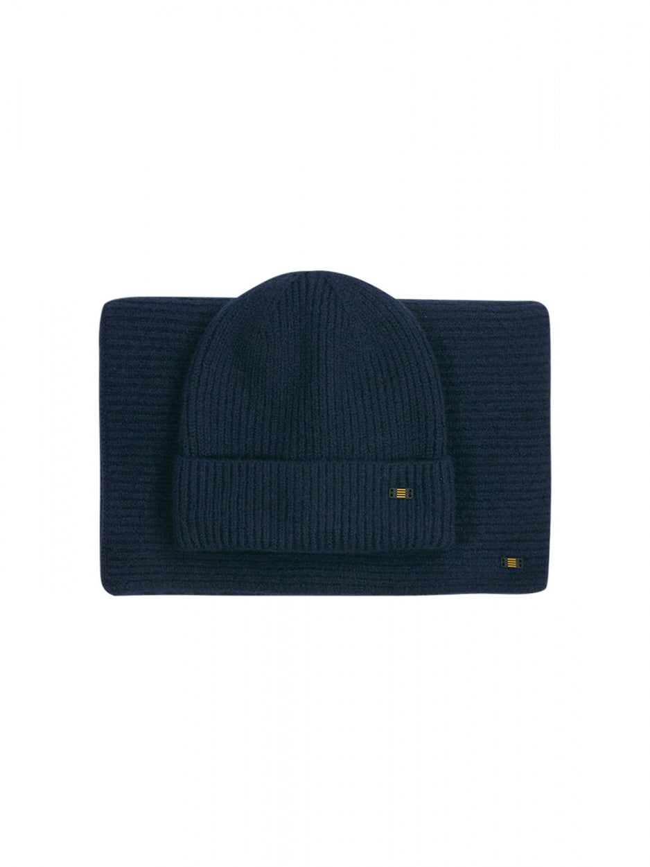 Beenie + Scarf Rib Knit Set | Night