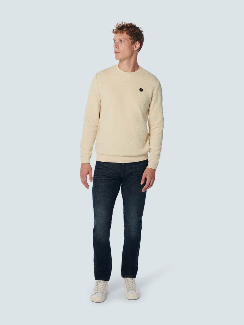 Sweater Crewneck Double Layer Jacquard Stretch | Cream