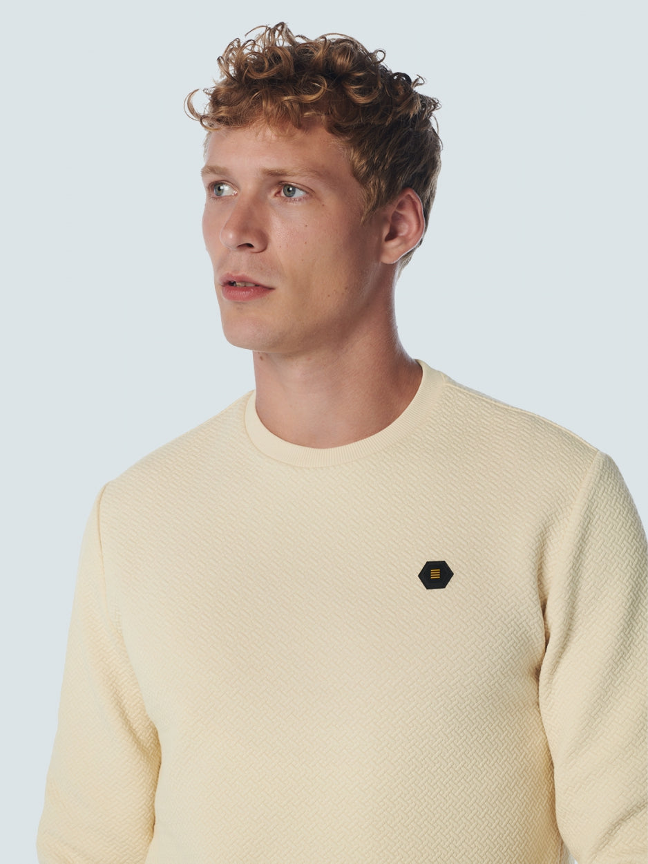 Sweater Crewneck Double Layer Jacquard Stretch | Cream