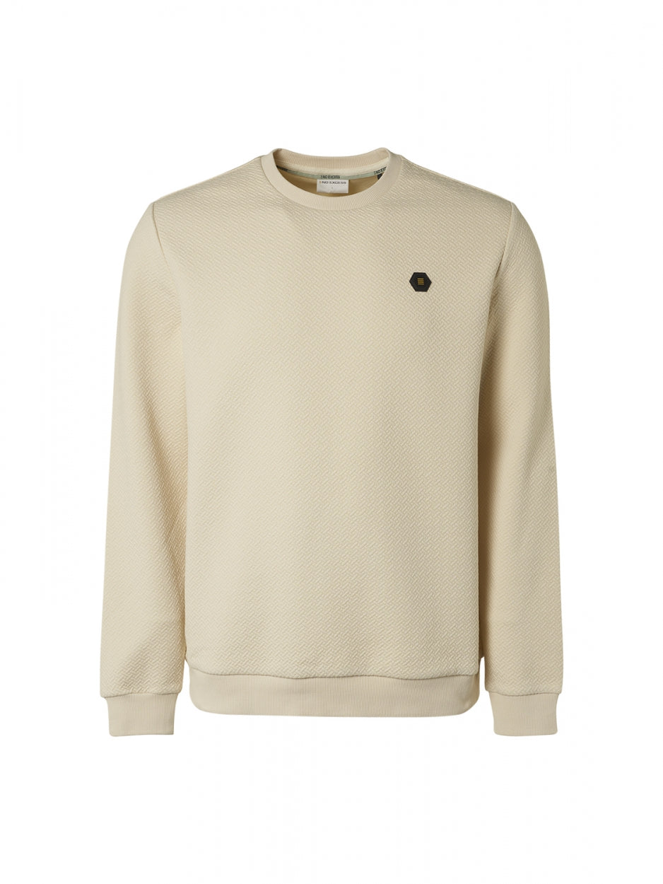Sweater Crewneck Double Layer Jacquard Stretch | Cream