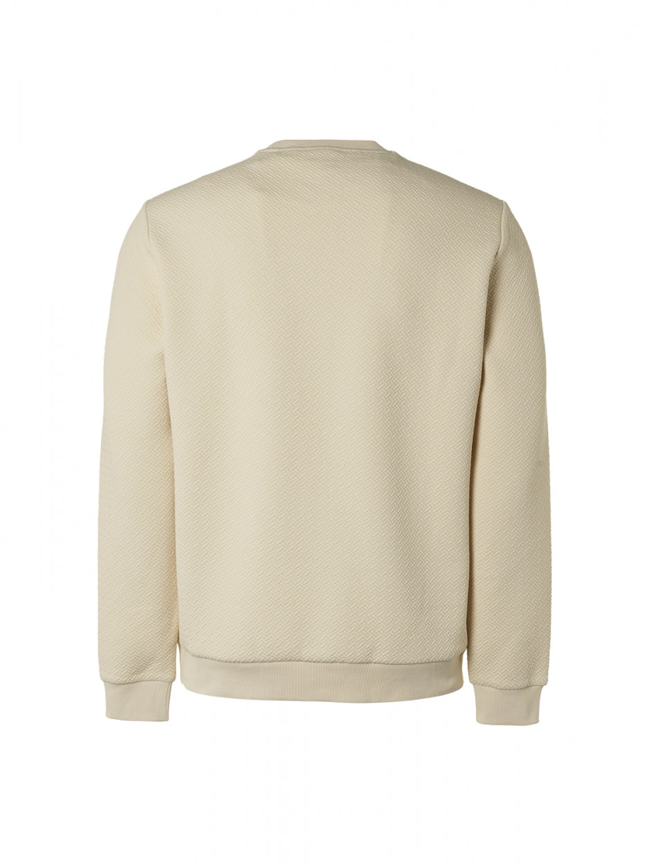 Sweater Crewneck Double Layer Jacquard Stretch | Cream