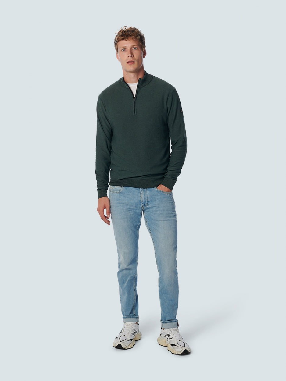 Pullover Half Zip 2 Coloured Jacquard | Steel
