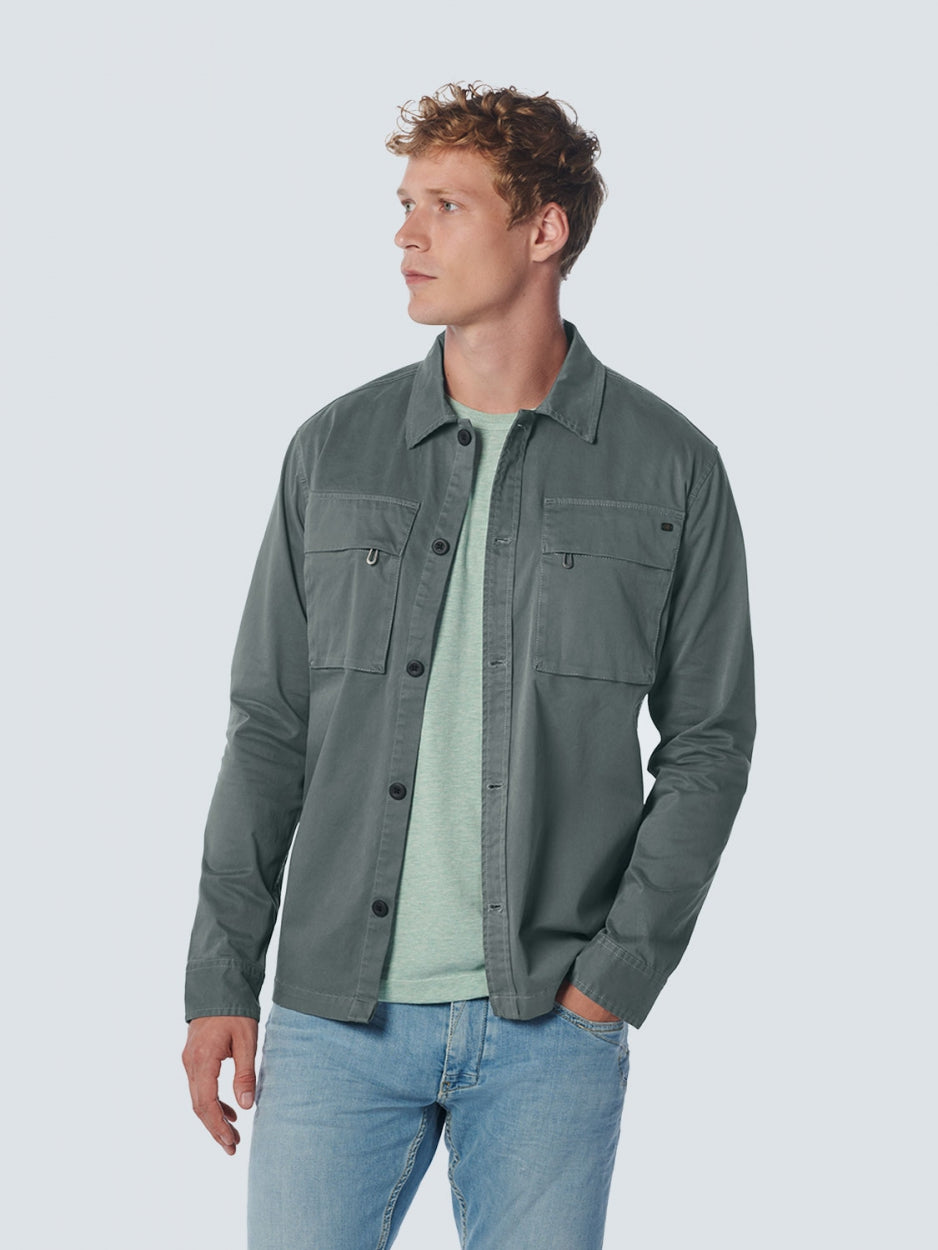 Overshirt Button Closure Twill Stretch | Steel