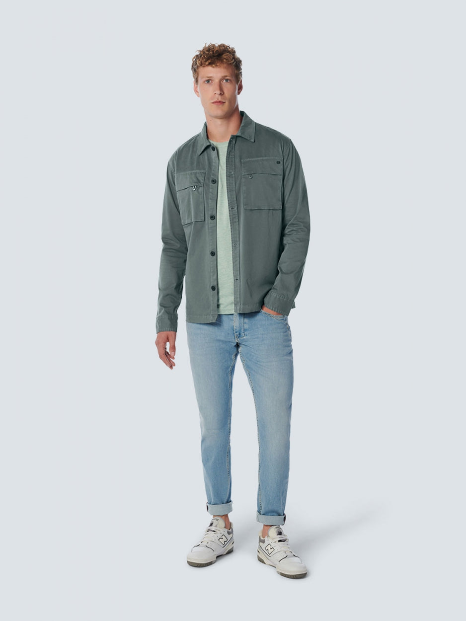 Overshirt Button Closure Twill Stretch | Steel
