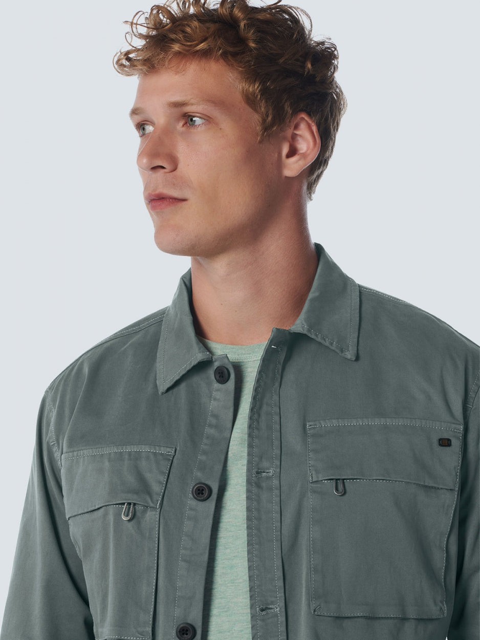 Overshirt Button Closure Twill Stretch | Steel