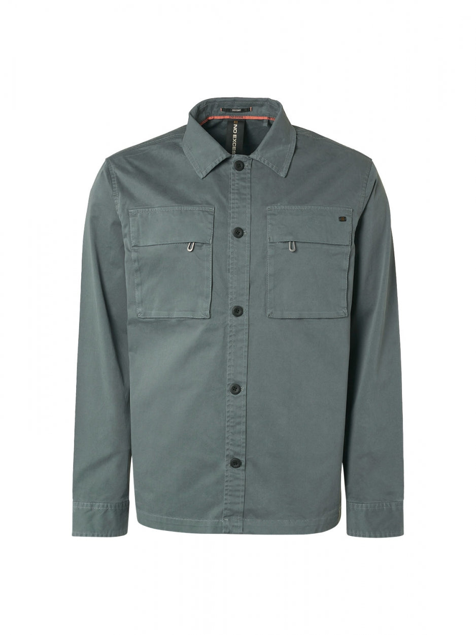 Overshirt Button Closure Twill Stretch | Steel