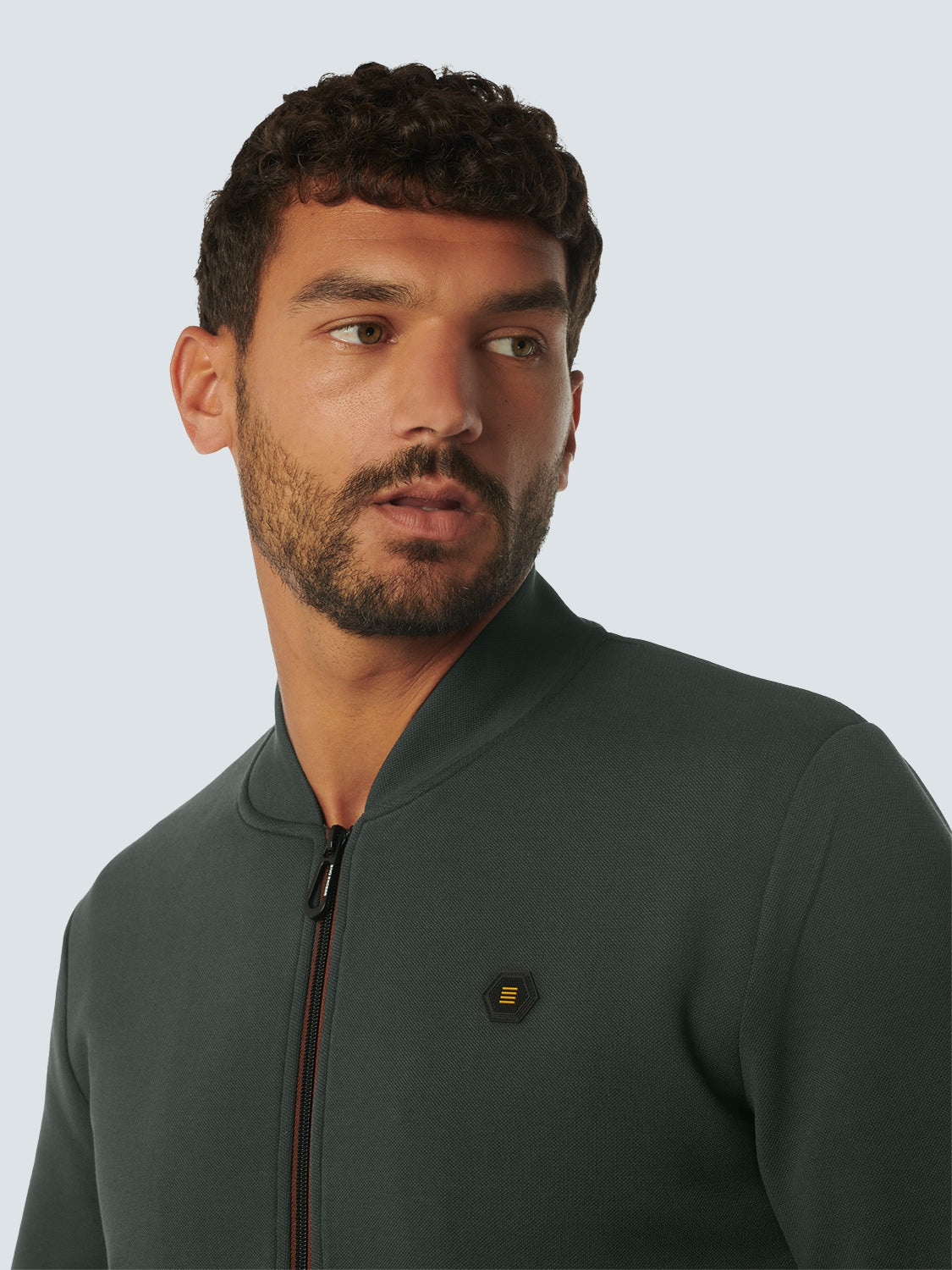 Sweater Full Zipper Pique Bomber | Dark Steel