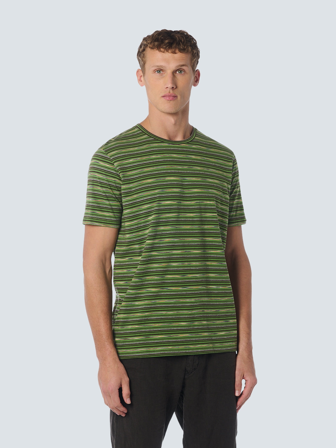 T-Shirt Crewneck Multi Coloured Stripes | Green