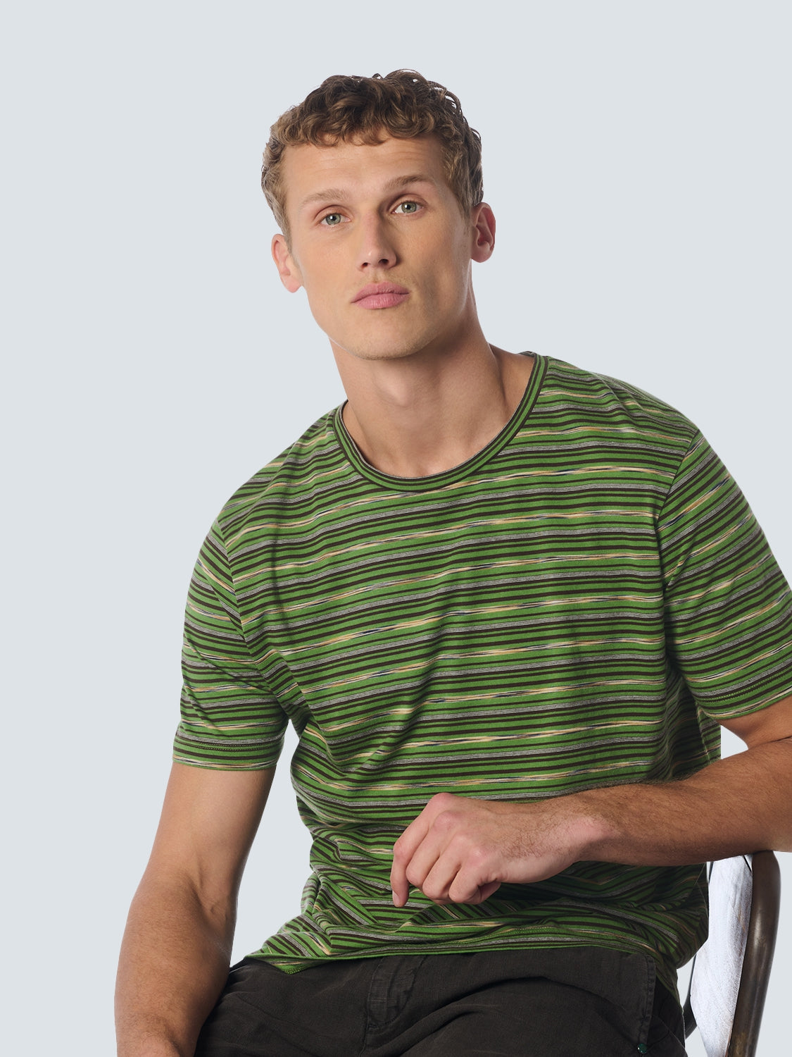 T-Shirt Crewneck Multi Coloured Stripes | Green