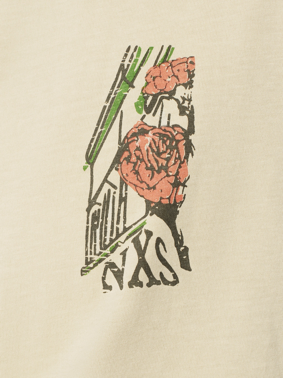 T-Shirt Crewneck Placed Prints Garment Dyed Slub | Cement