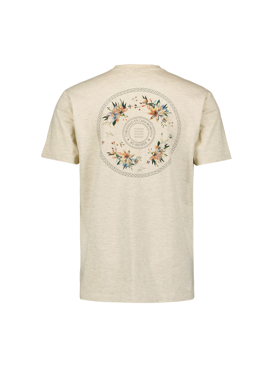 T-Shirt V-Neck Melange Garment Dyed Placed Print | Cement