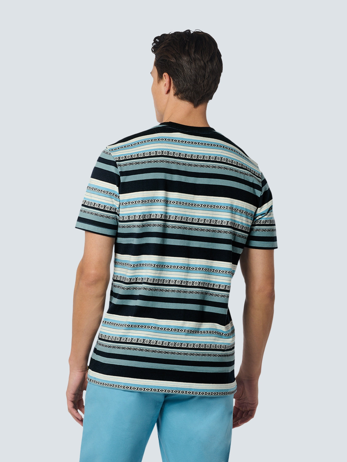 T-Shirt Crewneck Multi Coloured Jacquard | Aqua