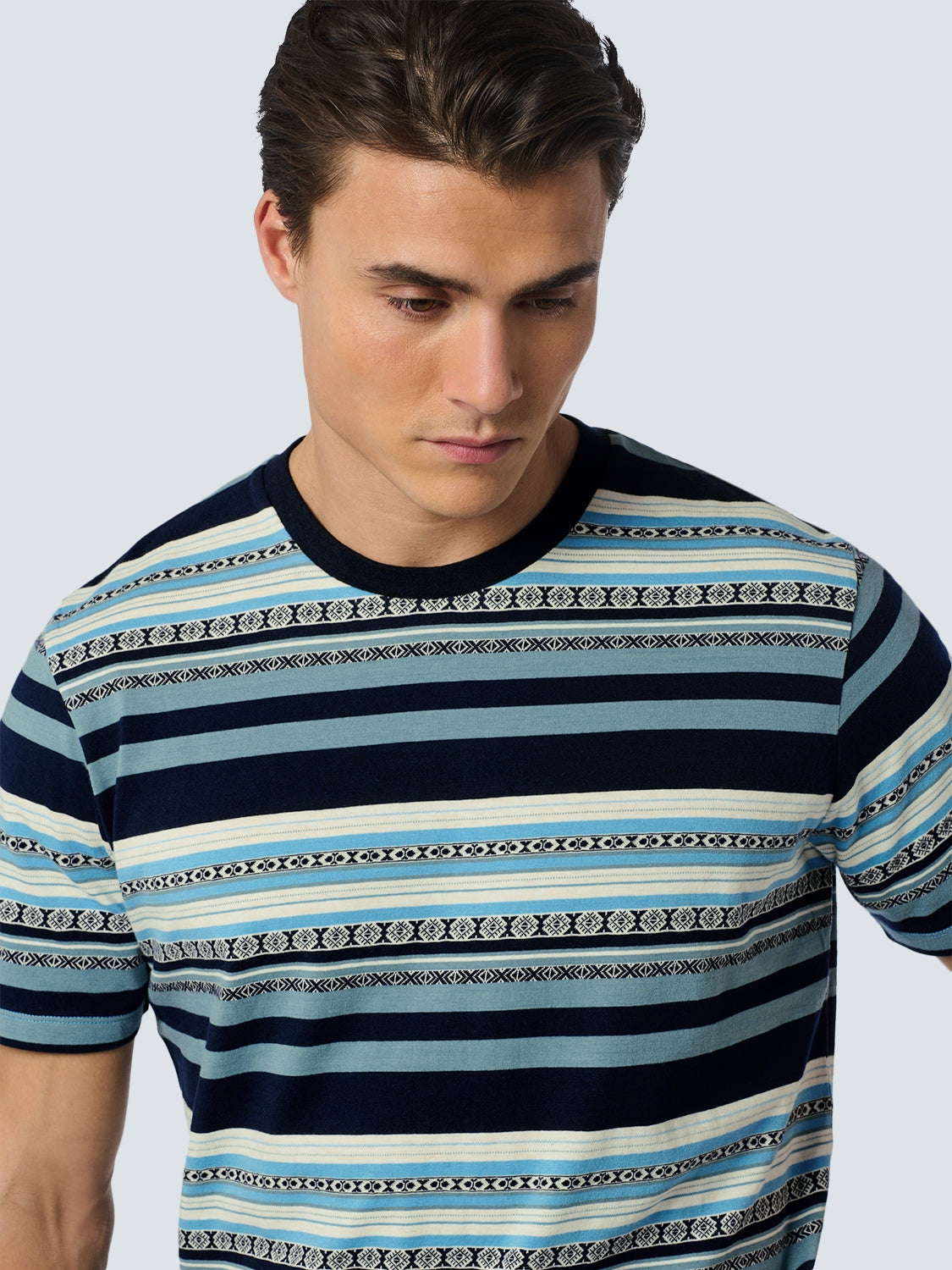 T-Shirt Crewneck Multi Coloured Jacquard | Aqua