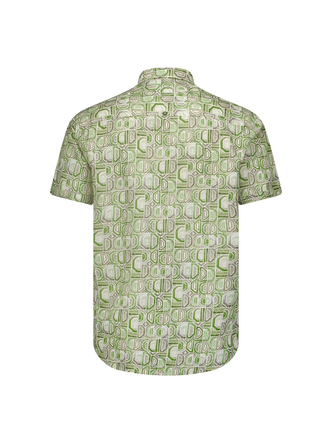 Shirt Short Sleeve Allover Printed With Linen | Green