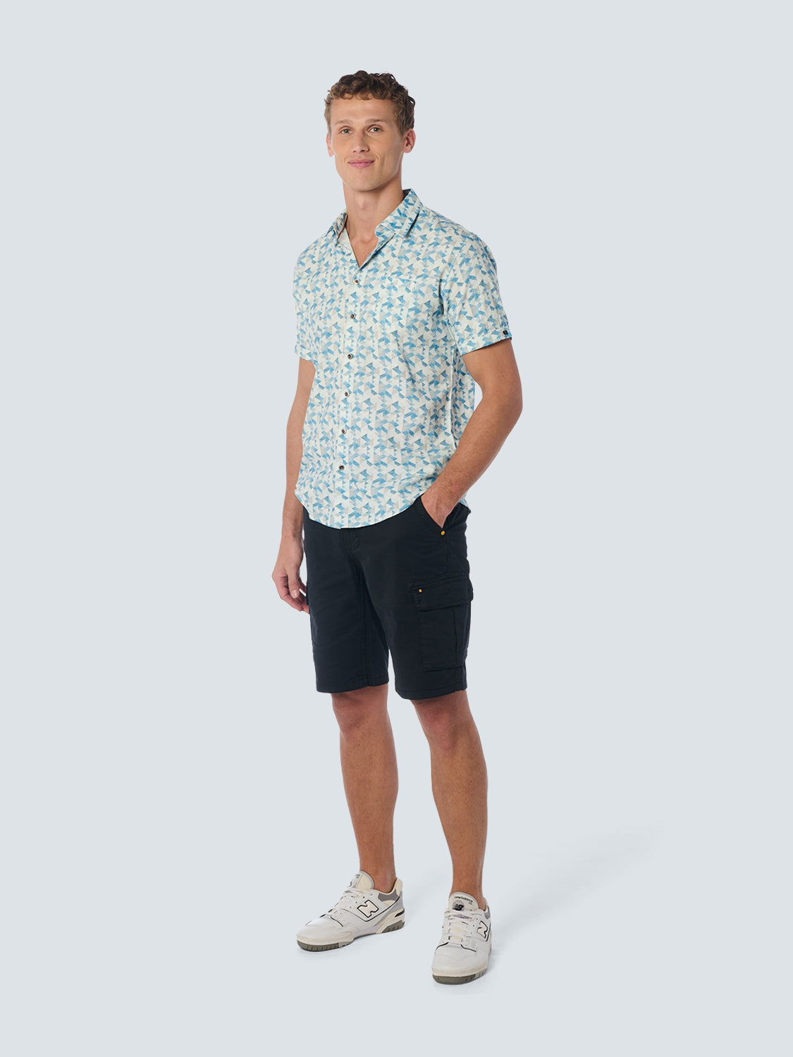 Shirt Short Sleeve Allover Printed | Aqua