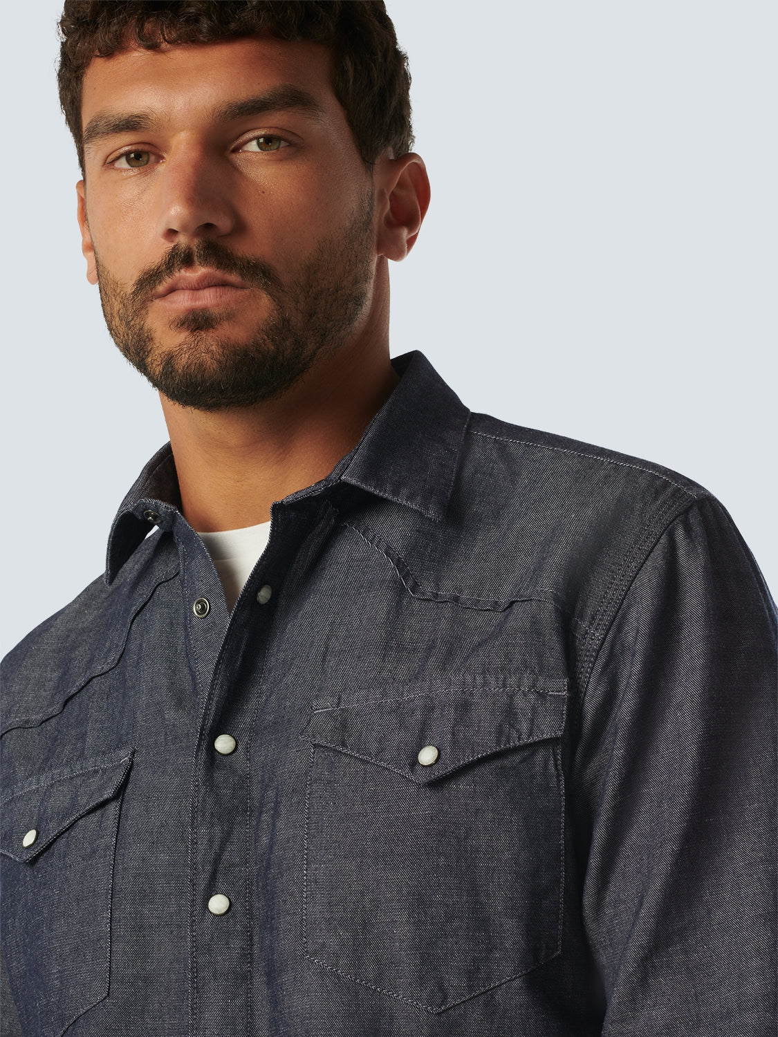 Shirt Denim Look With Linen | Indigo