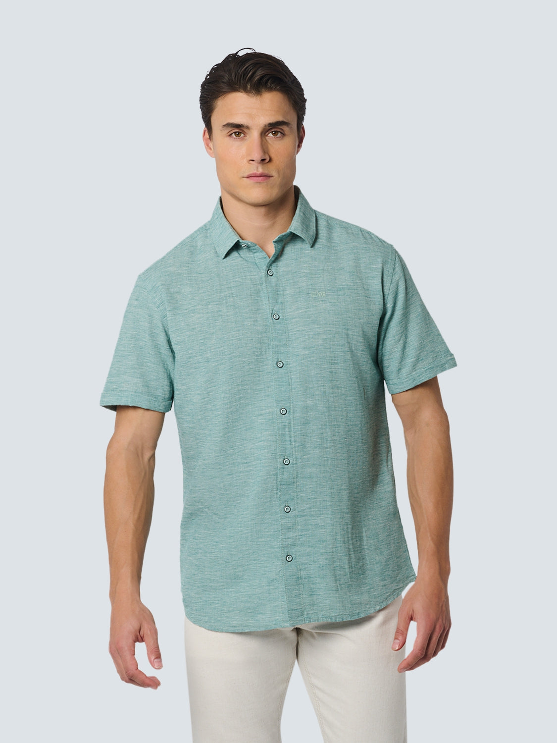 Shirt Short Sleeve 2 Coloured Melange With Linen | Pacific